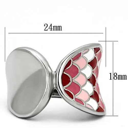 TK815 - High polished (no plating) Stainless Steel Ring with Epoxy in Multi Color - Alamode - Flyclothing LLC