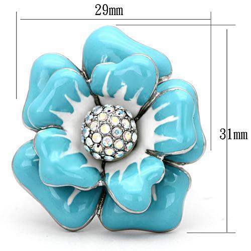 TK817 - High polished (no plating) Stainless Steel Ring with Top Grade Crystal in Aurora Borealis (Rainbow Effect) - Alamode - Flyclothing LLC