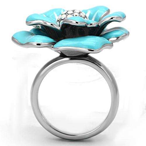 TK817 - High polished (no plating) Stainless Steel Ring with Top Grade Crystal in Aurora Borealis (Rainbow Effect) - Alamode - Flyclothing LLC