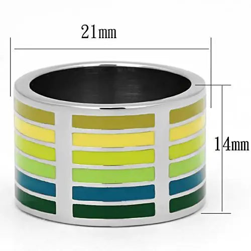 TK819 - High polished (no plating) Stainless Steel Ring with Epoxy in Multi Color - Alamode - Flyclothing LLC
