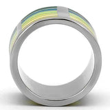 TK819 - High polished (no plating) Stainless Steel Ring with Epoxy in Multi Color - Alamode - Flyclothing LLC