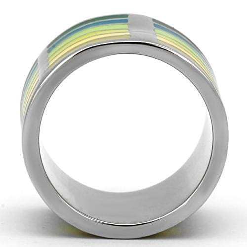 TK819 - High polished (no plating) Stainless Steel Ring with Epoxy in Multi Color - Alamode - Flyclothing LLC