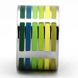 TK819 - High polished (no plating) Stainless Steel Ring with Epoxy in Multi Color - Alamode - Flyclothing LLC
