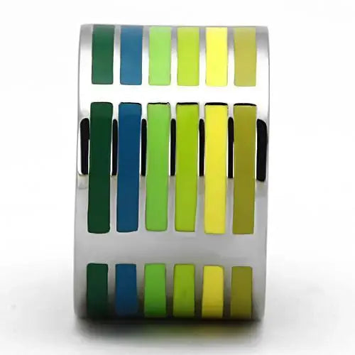 TK819 - High polished (no plating) Stainless Steel Ring with Epoxy in Multi Color - Alamode - Flyclothing LLC