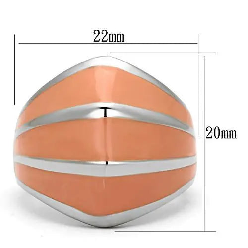 TK822 - High polished (no plating) Stainless Steel Ring with Epoxy in Orange - Alamode - Flyclothing LLC