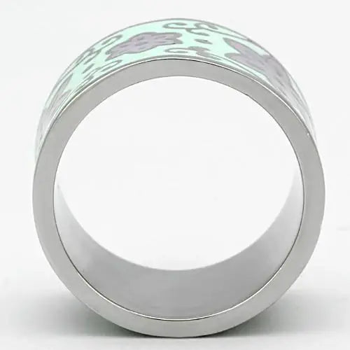 TK824 - High polished (no plating) Stainless Steel Ring with Epoxy in Multi Color - Alamode - Flyclothing LLC