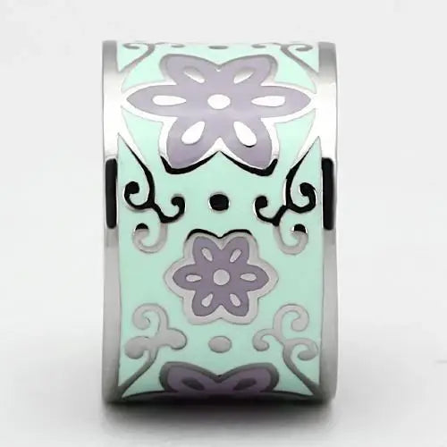 TK824 - High polished (no plating) Stainless Steel Ring with Epoxy in Multi Color - Alamode - Flyclothing LLC