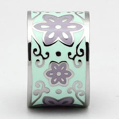 TK824 - High polished (no plating) Stainless Steel Ring with Epoxy  in Multi Color