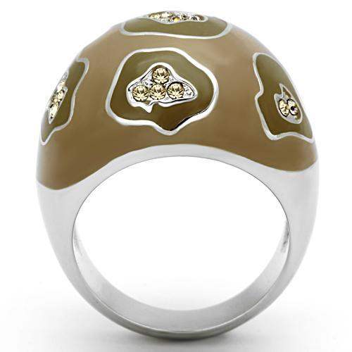 TK826 - High polished (no plating) Stainless Steel Ring with Top Grade Crystal in Citrine Yellow - Alamode - Flyclothing LLC