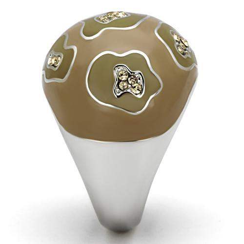 TK826 - High polished (no plating) Stainless Steel Ring with Top Grade Crystal in Citrine Yellow - Alamode - Flyclothing LLC