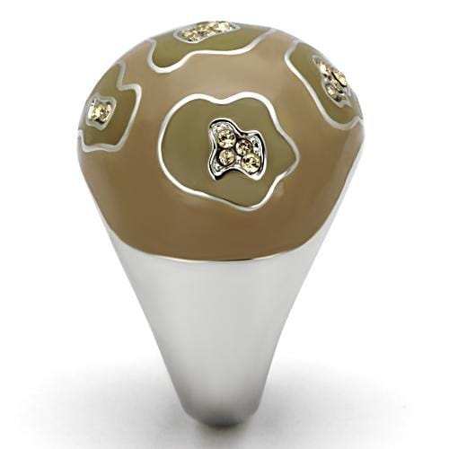 TK826 - High polished (no plating) Stainless Steel Ring with Top Grade Crystal in Citrine Yellow - Alamode - Flyclothing LLC