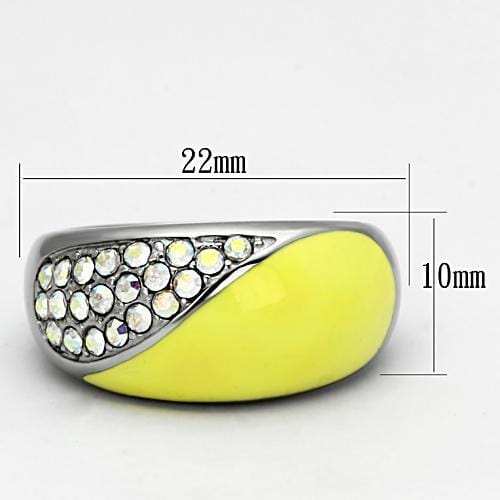 TK829 - High polished (no plating) Stainless Steel Ring with Top Grade Crystal in Aurora Borealis (Rainbow Effect) - Alamode - Flyclothing LLC