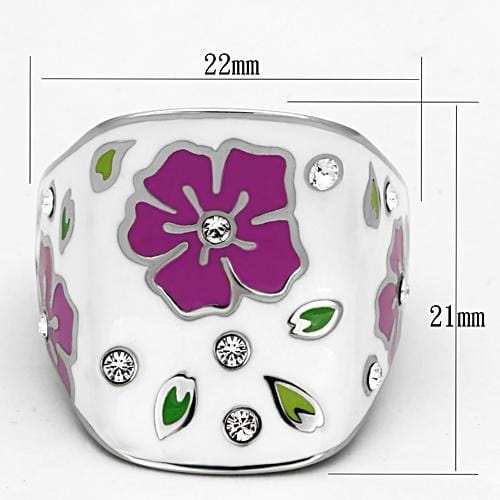 TK830 - High polished (no plating) Stainless Steel Ring with Top Grade Crystal in Clear - Alamode - Flyclothing LLC