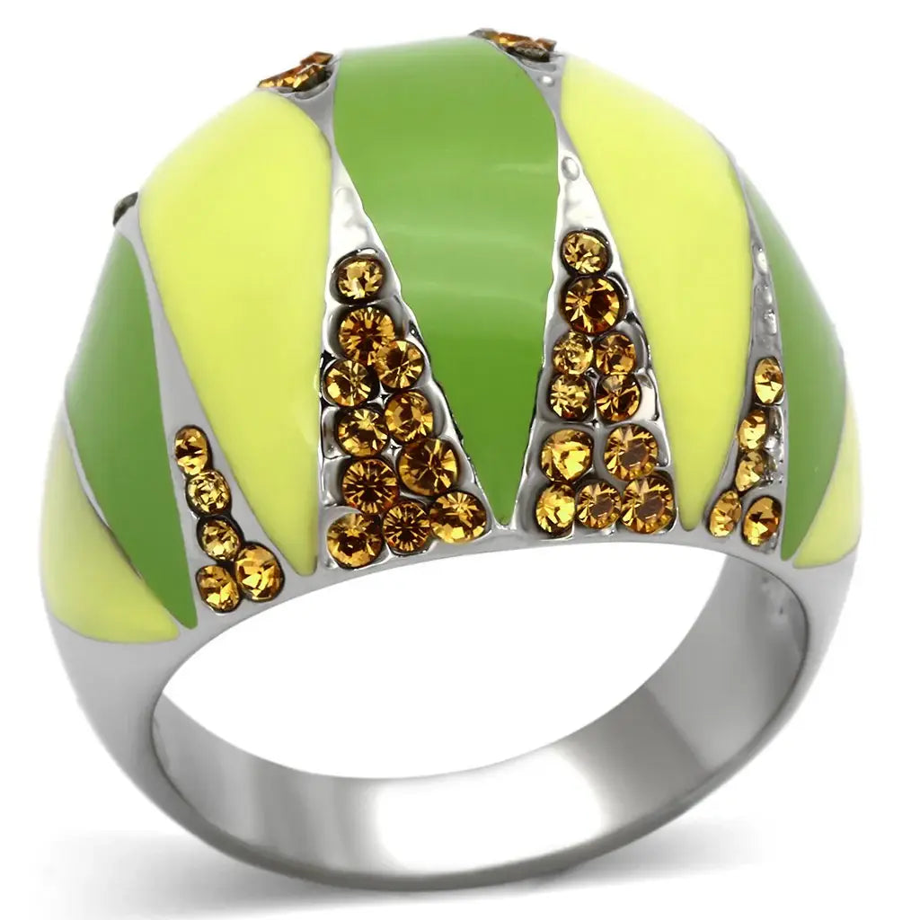 TK831 - High polished (no plating) Stainless Steel Ring with Top Grade Crystal in Topaz - Alamode - Flyclothing LLC