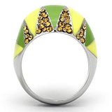 TK831 - High polished (no plating) Stainless Steel Ring with Top Grade Crystal in Topaz - Alamode - Flyclothing LLC