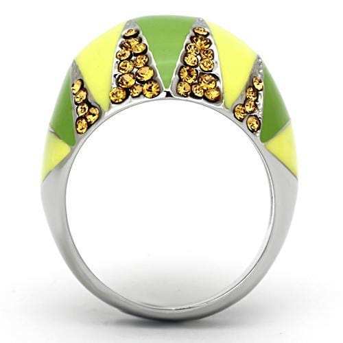 TK831 - High polished (no plating) Stainless Steel Ring with Top Grade Crystal in Topaz - Alamode - Flyclothing LLC