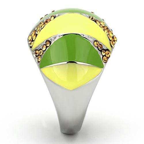 TK831 - High polished (no plating) Stainless Steel Ring with Top Grade Crystal in Topaz - Alamode - Flyclothing LLC