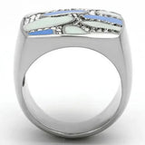 TK832 - High polished (no plating) Stainless Steel Ring with Top Grade Crystal in Clear - Alamode - Flyclothing LLC