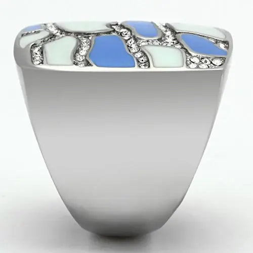 TK832 - High polished (no plating) Stainless Steel Ring with Top Grade Crystal in Clear - Alamode - Flyclothing LLC