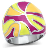 TK834 - High polished (no plating) Stainless Steel Ring with Epoxy in Multi Color - Alamode - Flyclothing LLC