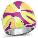 TK834 - High polished (no plating) Stainless Steel Ring with Epoxy  in Multi Color - Alamode