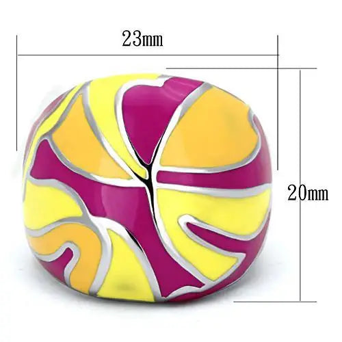 TK834 - High polished (no plating) Stainless Steel Ring with Epoxy in Multi Color - Alamode - Flyclothing LLC