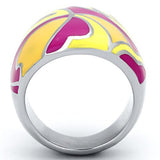 TK834 - High polished (no plating) Stainless Steel Ring with Epoxy  in Multi Color - Alamode