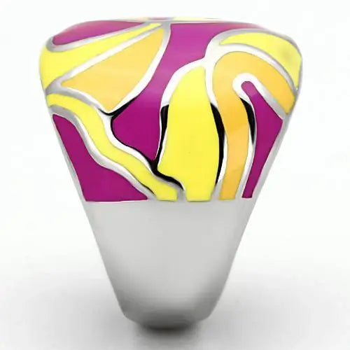 TK834 - High polished (no plating) Stainless Steel Ring with Epoxy in Multi Color - Alamode - Flyclothing LLC