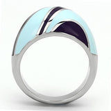 TK835 - High polished (no plating) Stainless Steel Ring with Epoxy  in Multi Color - Alamode