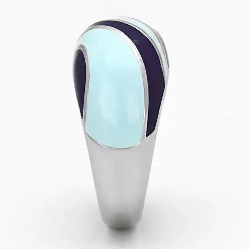 TK835 - High polished (no plating) Stainless Steel Ring with Epoxy in Multi Color - Alamode - Flyclothing LLC