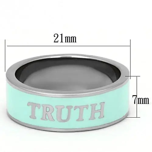 TK836 - High polished (no plating) Stainless Steel Ring with Epoxy in Turquoise - Alamode - Flyclothing LLC