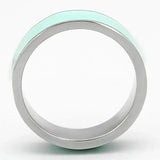 TK836 - High polished (no plating) Stainless Steel Ring with Epoxy in Turquoise - Alamode - Flyclothing LLC