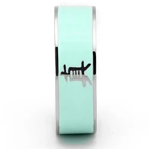 TK836 - High polished (no plating) Stainless Steel Ring with Epoxy in Turquoise - Alamode - Flyclothing LLC