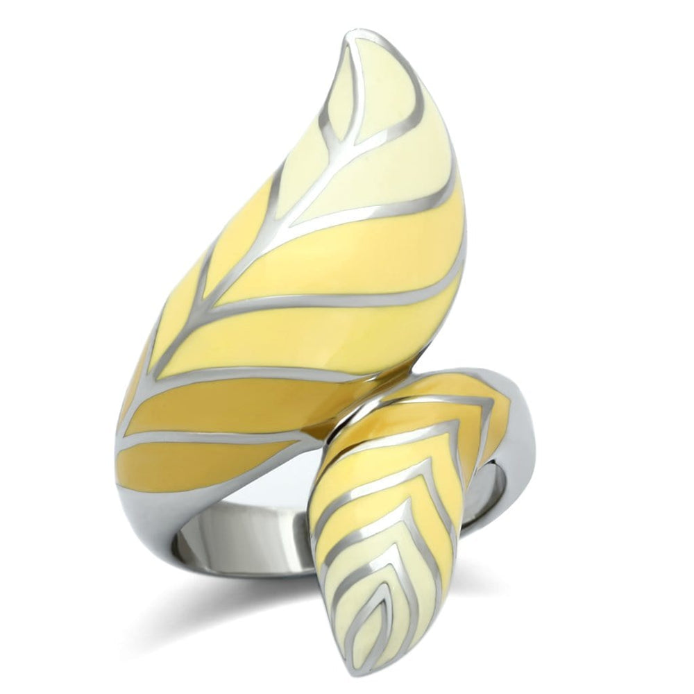 TK837 - High polished (no plating) Stainless Steel Ring with Epoxy  in Multi Color - Alamode