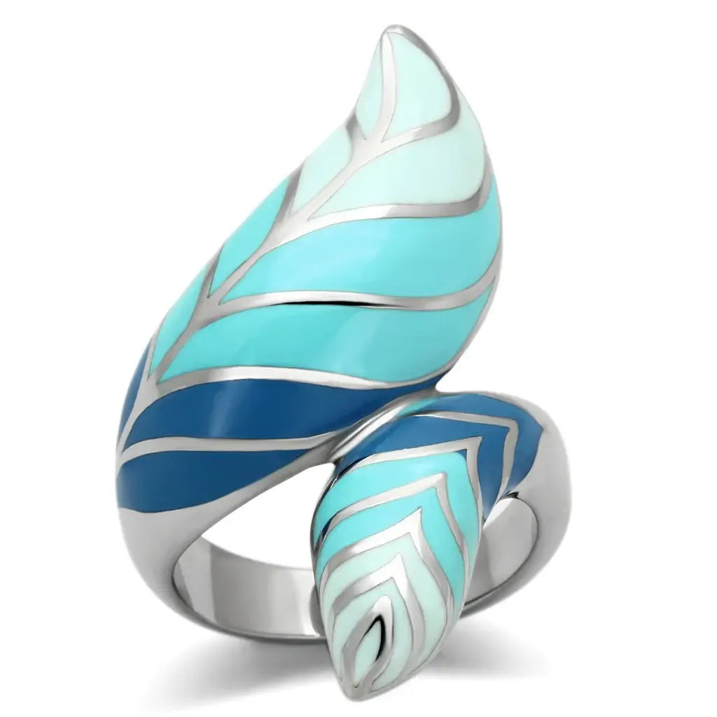 TK838 - High polished (no plating) Stainless Steel Ring with Epoxy in Multi Color - Alamode - Flyclothing LLC