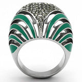 TK839 - High polished (no plating) Stainless Steel Ring with Top Grade Crystal in Black Diamond - Alamode - Flyclothing LLC