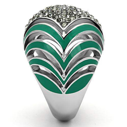 TK839 - High polished (no plating) Stainless Steel Ring with Top Grade Crystal in Black Diamond - Alamode - Flyclothing LLC