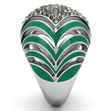 TK839 - High polished (no plating) Stainless Steel Ring with Top Grade Crystal in Black Diamond - Alamode - Flyclothing LLC
