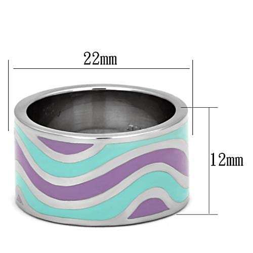 TK840 - High polished (no plating) Stainless Steel Ring with Epoxy in Multi Color - Alamode - Flyclothing LLC