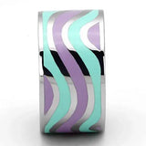 TK840 - High polished (no plating) Stainless Steel Ring with Epoxy in Multi Color - Alamode - Flyclothing LLC