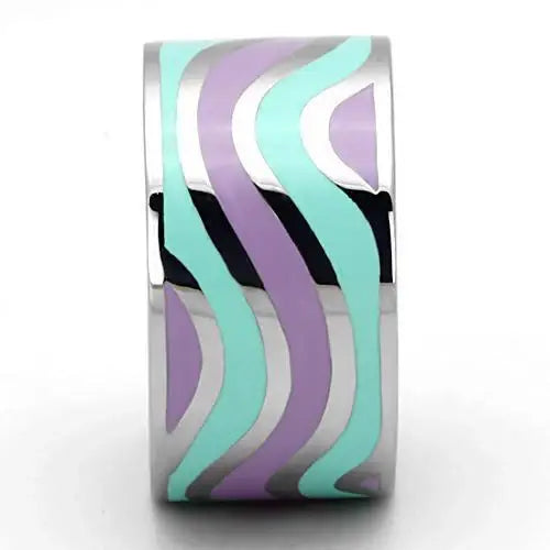 TK840 - High polished (no plating) Stainless Steel Ring with Epoxy in Multi Color - Alamode - Flyclothing LLC