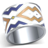 TK841 - High polished (no plating) Stainless Steel Ring with Epoxy  in Multi Color - Alamode