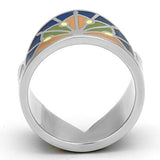TK842 - High polished (no plating) Stainless Steel Ring with Epoxy  in Multi Color - Alamode