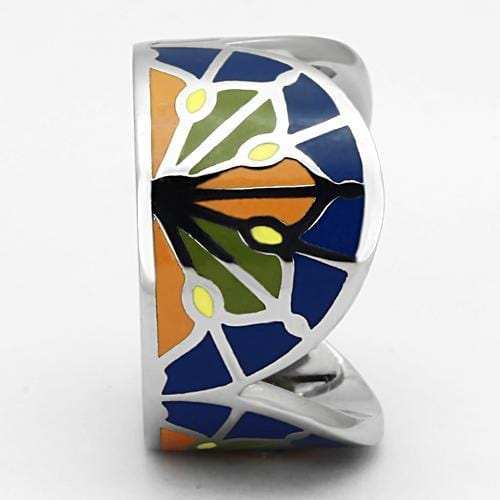 TK842 - High polished (no plating) Stainless Steel Ring with Epoxy in Multi Color - Alamode - Flyclothing LLC