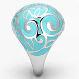 TK845 - High polished (no plating) Stainless Steel Ring with Epoxy in Aquamarine - Alamode - Flyclothing LLC