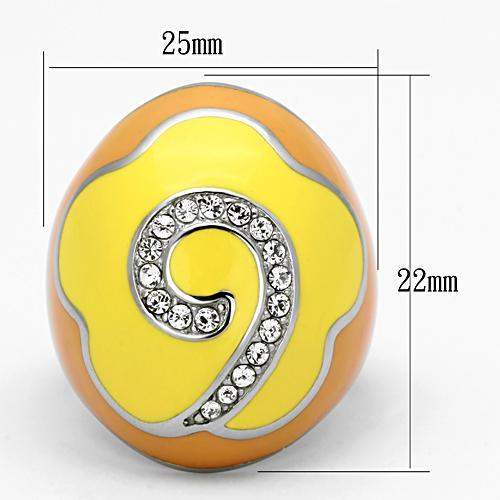 TK846 - High polished (no plating) Stainless Steel Ring with Top Grade Crystal in Clear - Alamode - Flyclothing LLC