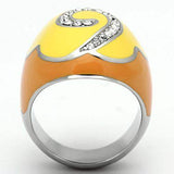 TK846 - High polished (no plating) Stainless Steel Ring with Top Grade Crystal in Clear - Alamode - Flyclothing LLC