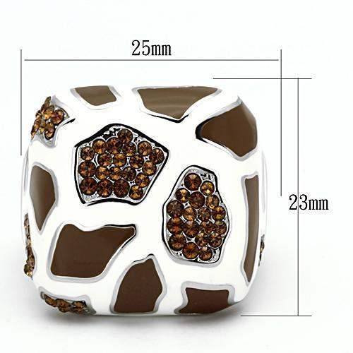 TK847 - High polished (no plating) Stainless Steel Ring with Top Grade Crystal in Smoked Quartz - Alamode - Flyclothing LLC