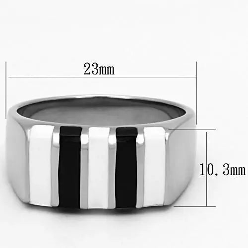 TK849 - High polished (no plating) Stainless Steel Ring with Epoxy in Multi Color - Alamode - Flyclothing LLC