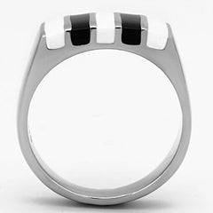 TK849 - High polished (no plating) Stainless Steel Ring with Epoxy  in Multi Color